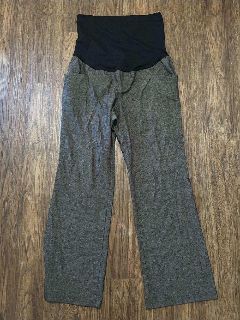 Liz Lange Maternity Gray Tweed Full Panel Flare Pants Size 10 Stretch